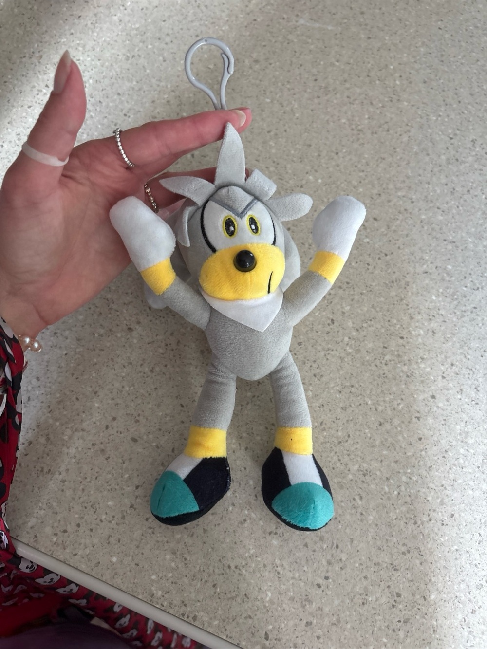 Silver Sonic The Hedgehog 8.5" Plush Toy Keychain Backpack Clip Sega